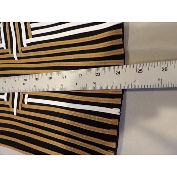 ChicosTravelers 3 XL 16/18 Faux Lines Leather Striped Jacket Brown Black White - Picture 7 of 13